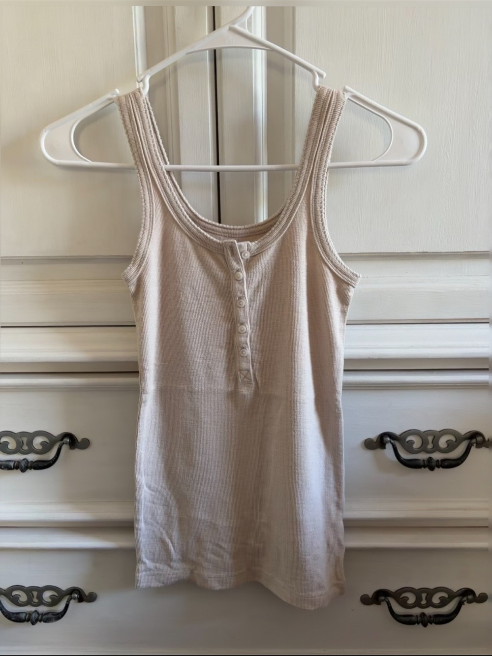 Aerie ribbed tank top in taupe